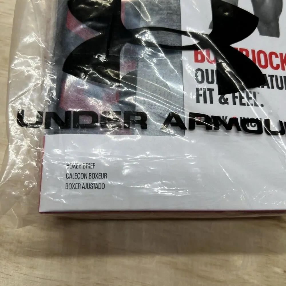 NEW LG Under Armour Boxerjock 6 Inch Boxer Brief 2 Pack Black Gray